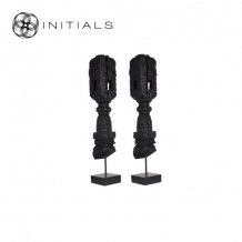 Set 2 pieces | Charpoy Charred Museum Mango Wood Black on Iron stand