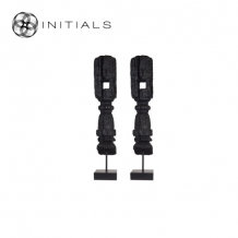 Set 2 pieces | Charpoy Charred Museum Mango Wood Black on Iron stand