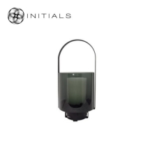 Frame Candleholder Bridge Raw Iron Black Round & Smoke Glass