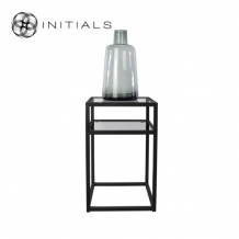 Bed Side Table Metro 2 Smoke glass Iron Black