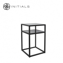 Bed Side Table Metro 2 Smoke glass Iron Black
